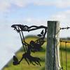 1pc Metal Swing Elf On Branch - Whimsical Steel Silhouette Wall Art & Garden Stake | Outdoor Patio, Yard, Home Decor