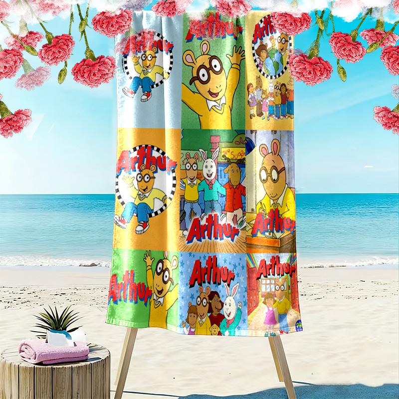 Arthur Cartoon Print Beach Towel, Large Soft Quick Dry Towel for Beach Camping Swimming