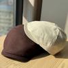 Neue einfache japanische Forward-Kappe für Damen, vielseitiges Vintage-Barett, das das Gesicht kleiner erscheinen lässt, nach hinten getragen, künstlerischer Hut für große