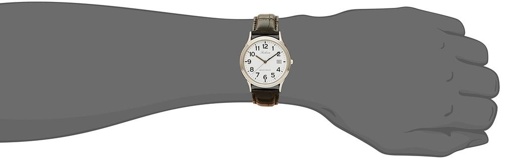Analog Waterproof Watch with Date Display and Leather Black [Citizen Q&Q] Strap, D014-304, Men's,