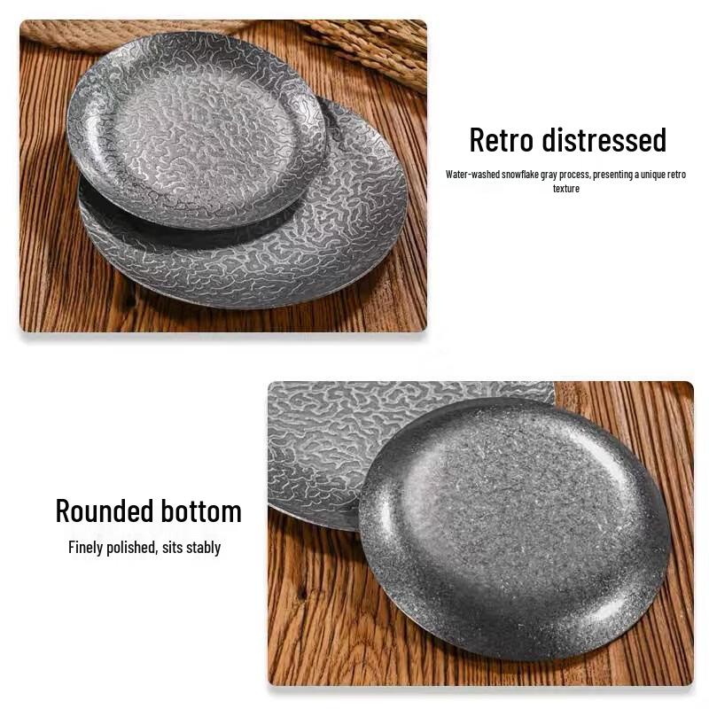 Retro Hammered Stainless Steel Dinner Plate