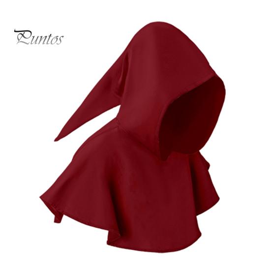 Halloween Cape Hood Middelalder Death Hat Ensfarget Retro mørk stil Cosplay kostyme Sceneshow Performance Sjal Cap