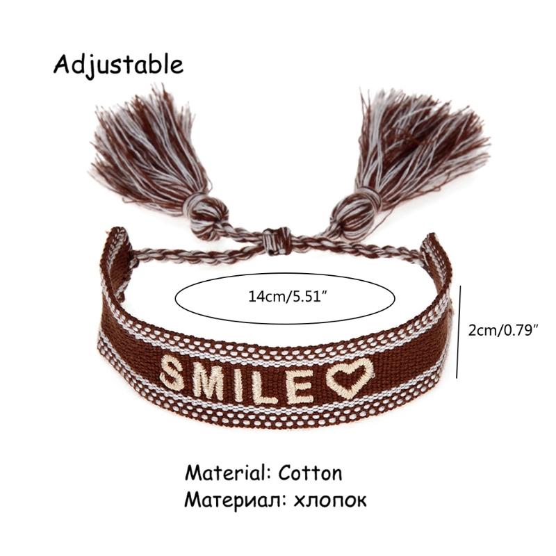 Love Pattern Woven Bracelet Bohemian Adjustable Handmade Tassel Rope Bohemian Bracelet Ladies Girls Bracelets Jewelry