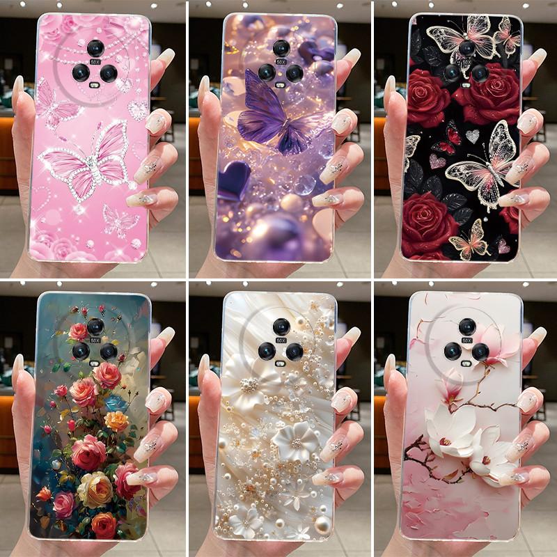 Case For Honor Magic 5 Pro Phone Case Luxury Fashion Butterfly Flowers Clear Silicone TPU Soft Casing for Honor Magic5 Pro Cover
