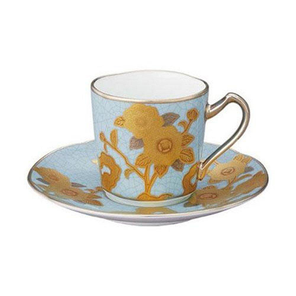 Noritake Demitasse Cup & Saucer, 85cc, Homage Collection, Pale Blue Rose Design, Fine Porcelain (Premium White), T2404/H-768