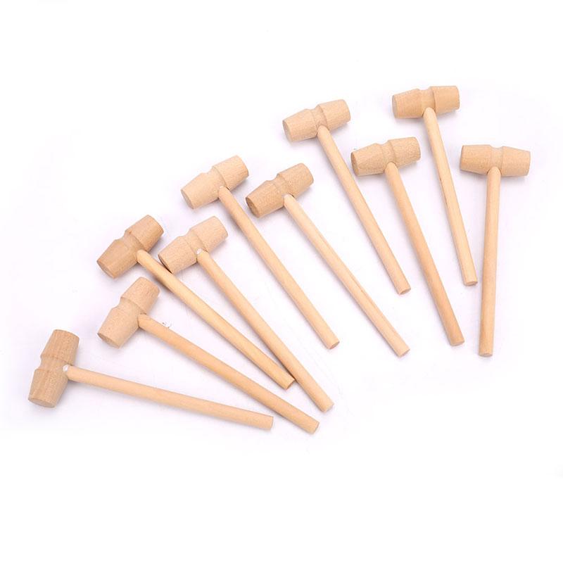 10 Pieces Mini Wooden Hammer Balls Toy Pounder Replacement Wood Mallets Baby