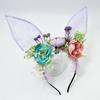 Large Bunnies Ears Hair Hoop Polychrome Flower Hairband Female Anime Headbands for Kids and Teens