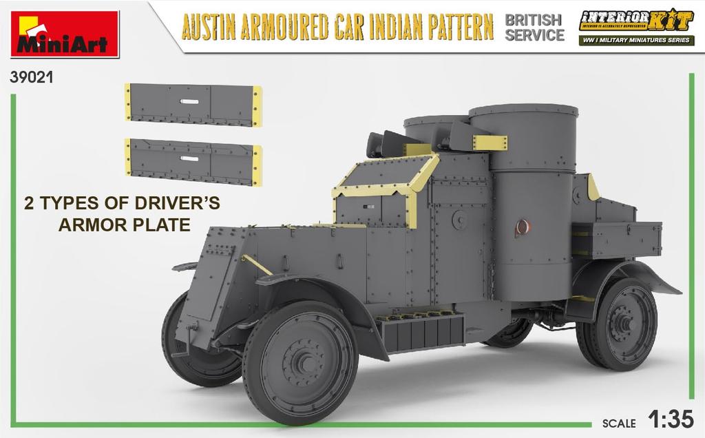 MiniArt British Army Austin Armoured Indian Full Plastic Model Kit MA39021 1/35 Car, Specification, Interior,