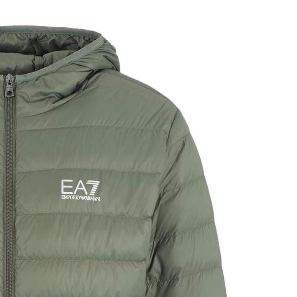 Emporio Armani EA7 Logo Print Hooded Zip Long Sleeve Down Jacket Men Outerwear Green 8NPB24-PNGPZ-1846