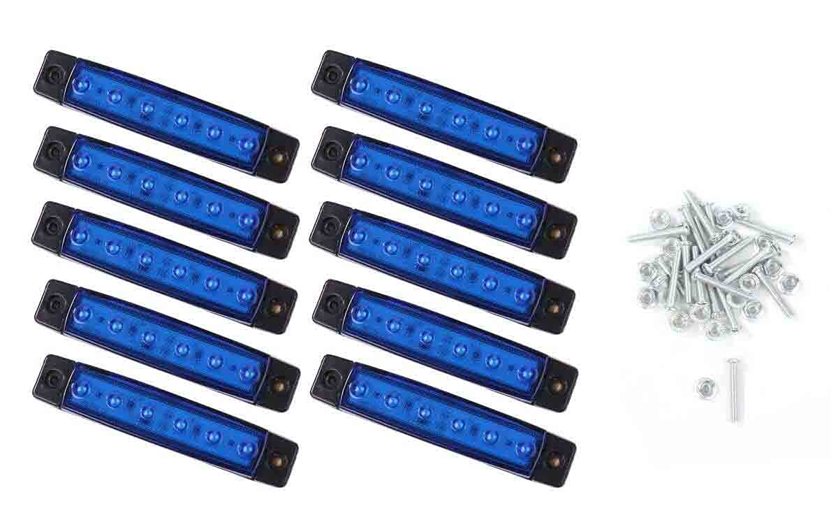 

General Purpose 12V Waterproof 6 LED Side Markers on One синий