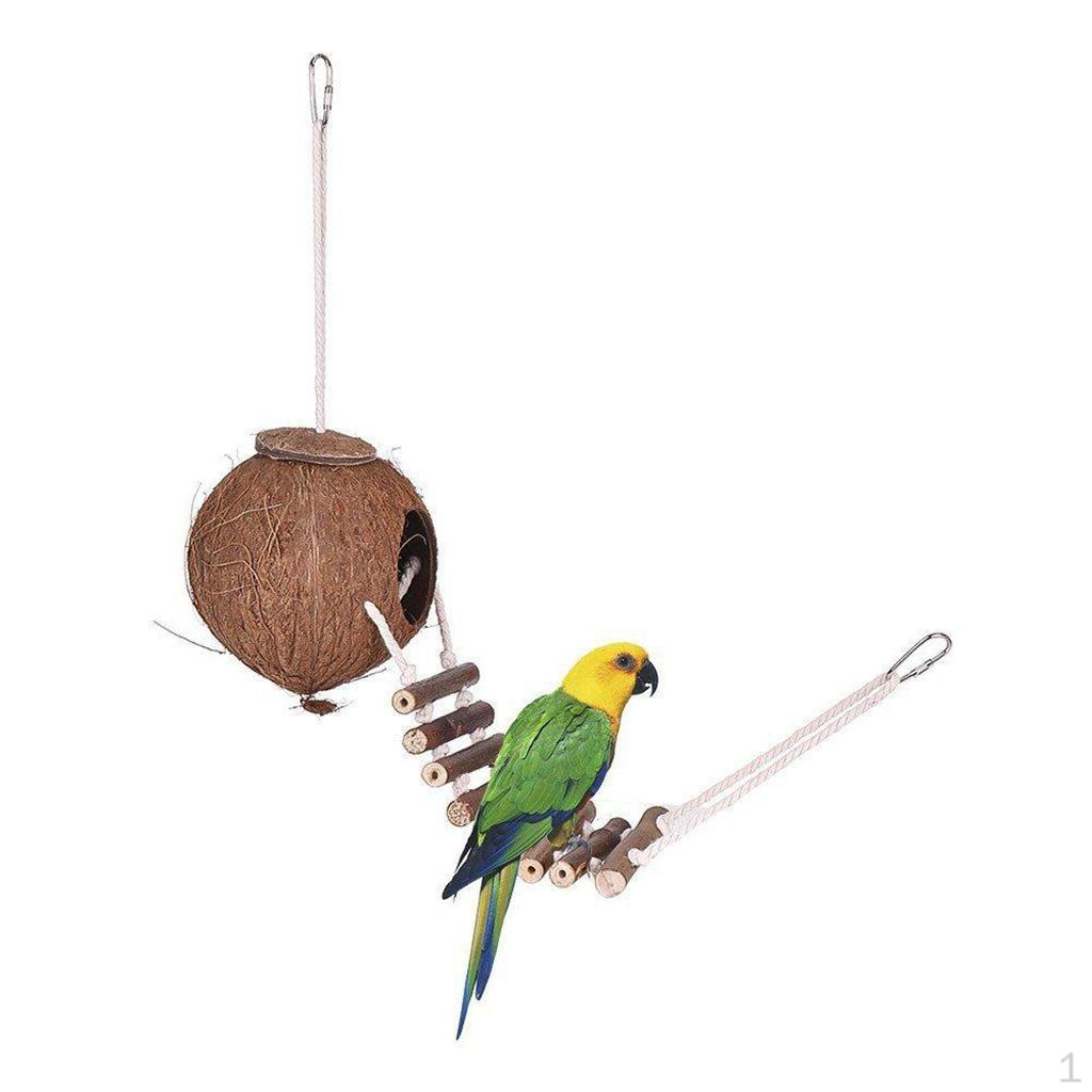

Coconut Bird House, with Hanging Rope and Ladder, Easy to indoor outdoor