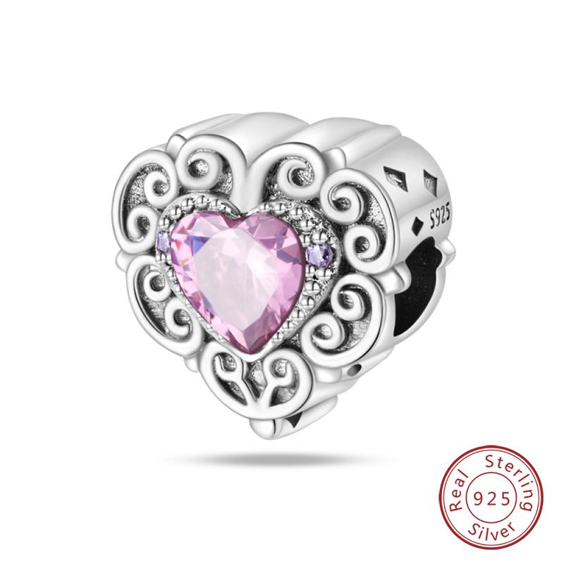 Copper Classic Purple Retro Heart Shape Lotus Angel Pattern Charms Beads Fit Qikaola Original Bracelets Diy Jewelry