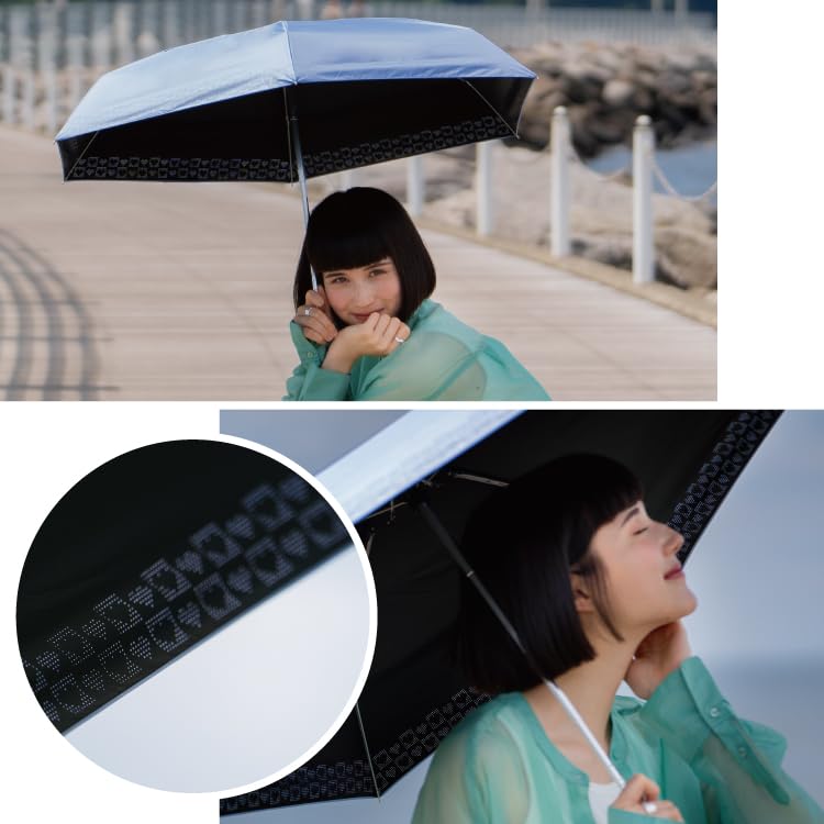 Sun Heart Black Light UV UPF Heat Rain or Folding Umbrella for and and Simple for Product [2025] Wpc. Umbrella, Rim-Cut Design, Mini, (100% Blocking,
