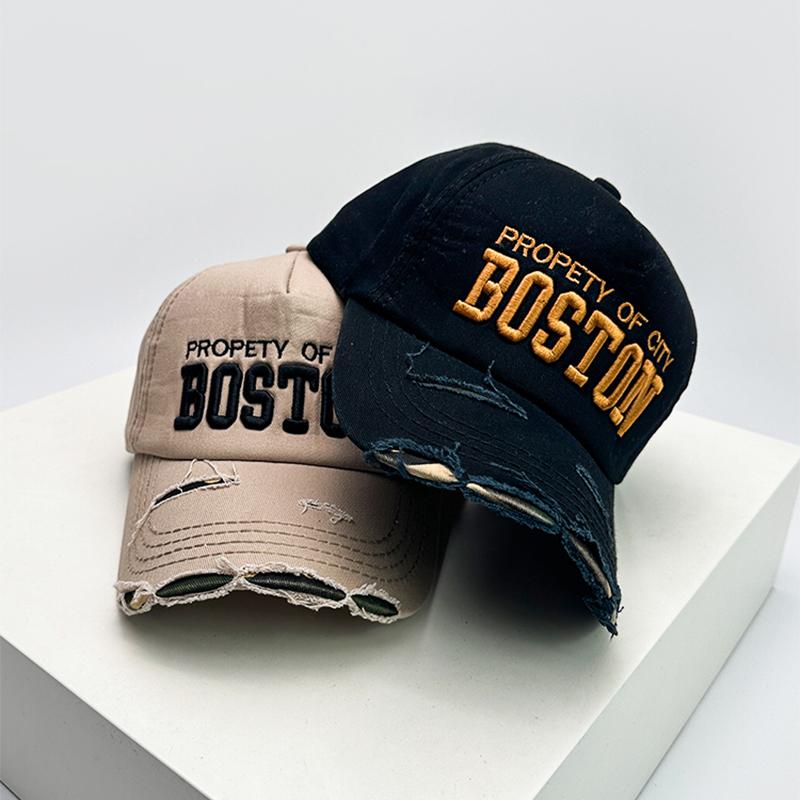 New Unisex Letter Embroidery Broken Style Baseball Hats Breathable Personal Sunshade Peaked Caps Versatile Fashion Street Retro