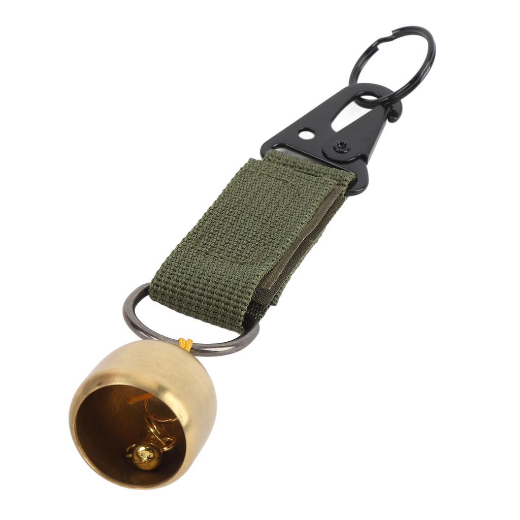 Bear Bell Thickened Webbing Brass with Snap Hook Clear Sound Keychain Bell for Outdoor Climbing Backpack Camping Army