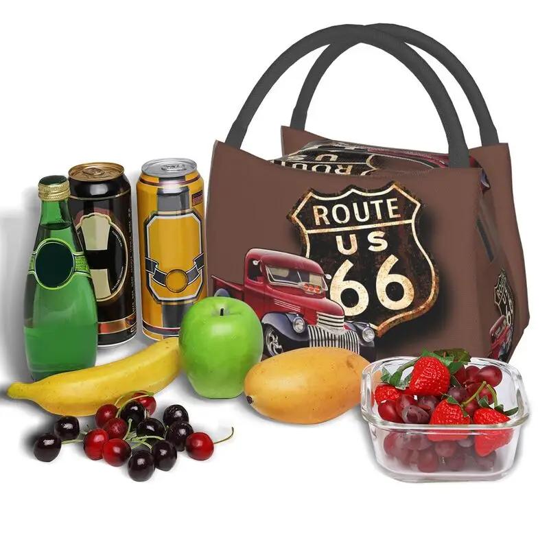 Custom Vintage Route 66 Lunch Bag Women Cooler Thermal Insulated Lunch Box for Work Pinic or Travel