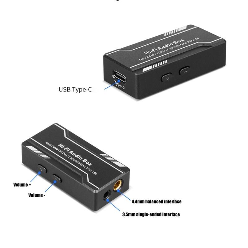 Portable USB C Amplifier 32bit 384KHz USB C to 3.5mm 4.4mm Adapter with CS43131 Chip USB C Headphone Adapter for Phone