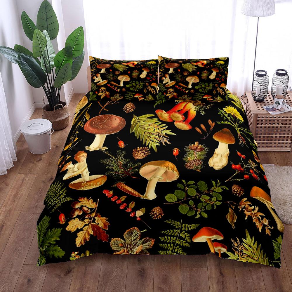 celestial mushroom Duvet Cover Set UK Single Double Queen US Twin Full King Size pkm Bed Linen Set