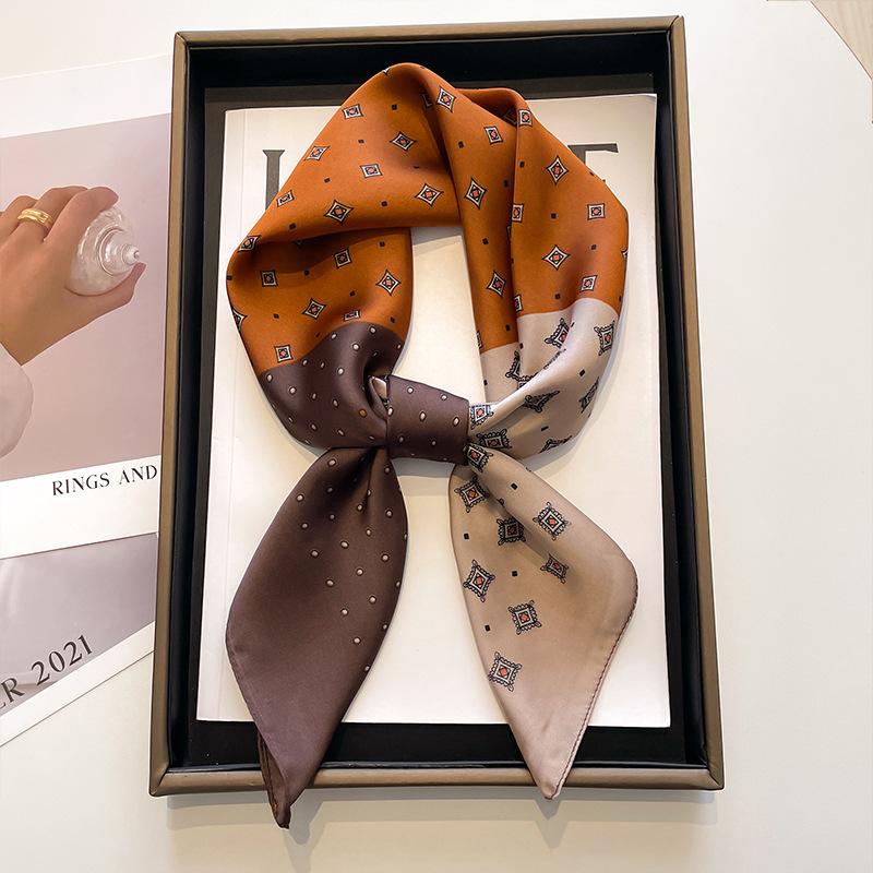 Black and white striped small square scarf silk scarf women's square scarf professional bank matching shirt neck protection scarf thin scarf