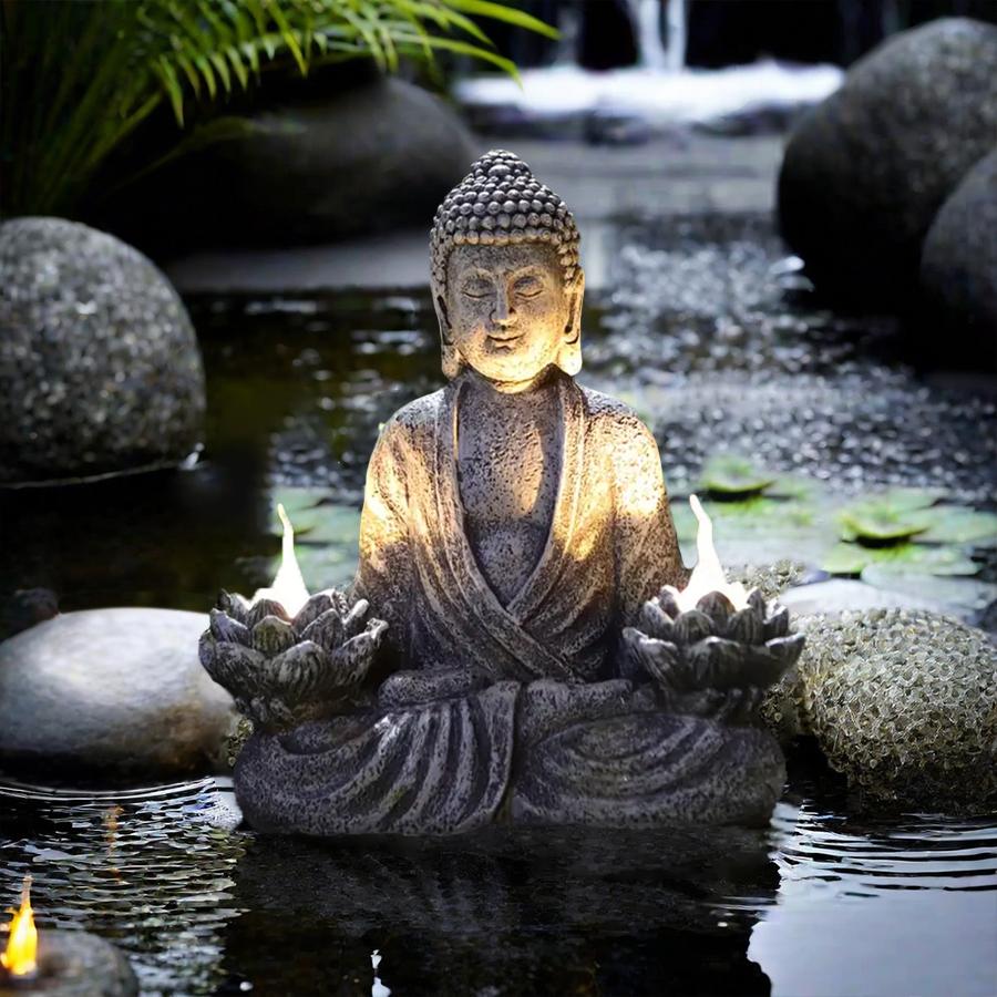 1pc  Lotus   Buddha Statues with LED Lights, Brighten up your backyard, patio, lawn or porch. It is an ideal gift option
