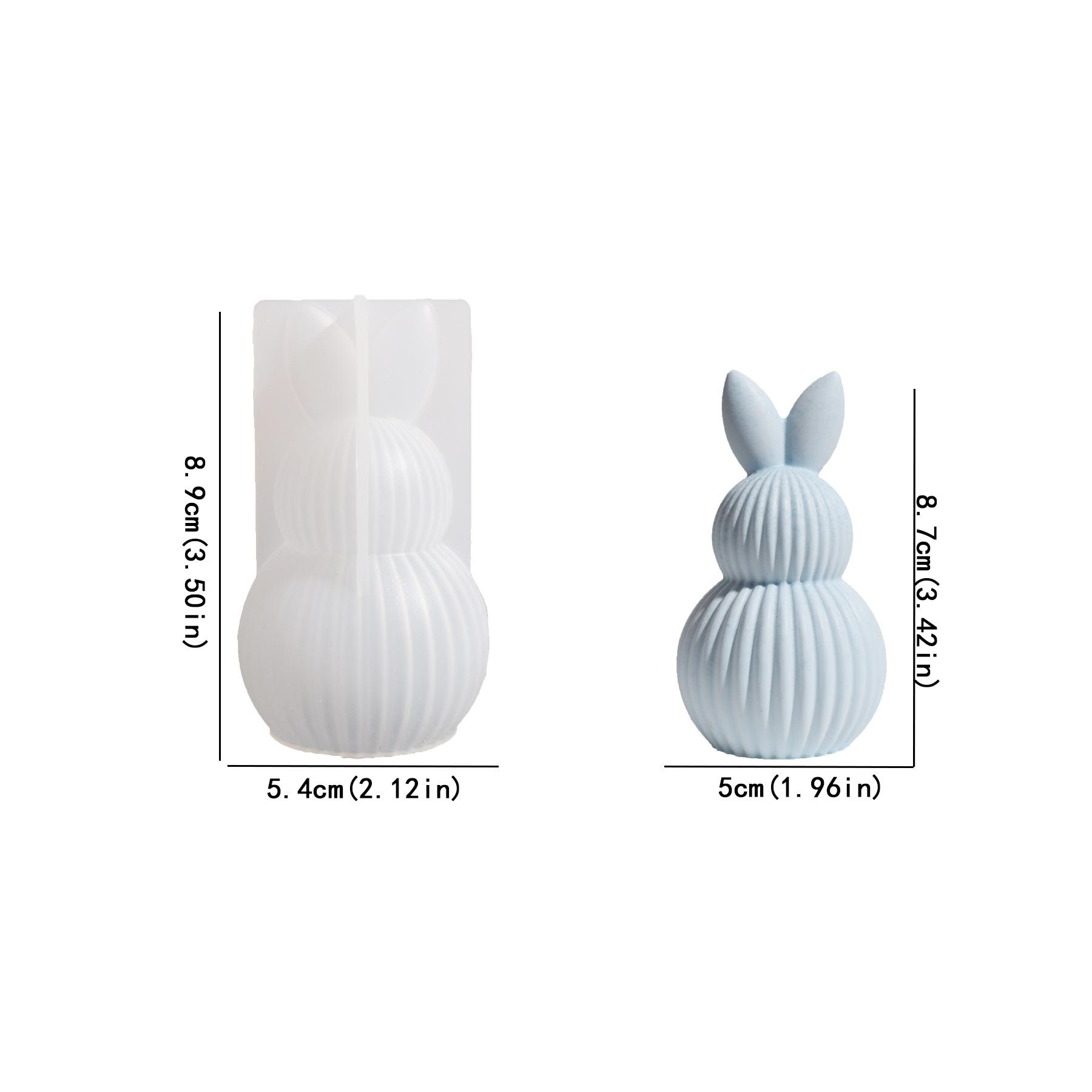 

1pc Easter Series Silicone Mold 3D Striped Egg Straight Ear Rabbit Gourd Diamond Pattern Bunny Scented Candle Gypsum Craft Mold