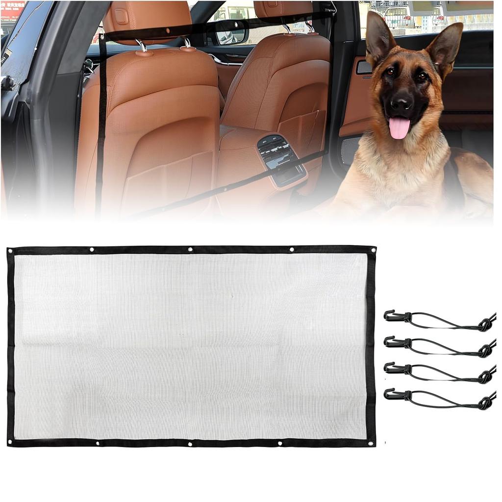 Lyyxjsltd Pet Pet Car Net Driving Safety Universal Car Easy Prevents Dogs and Cats from Entering the Front Includes Elastic Band Hooks Barrier, Net,