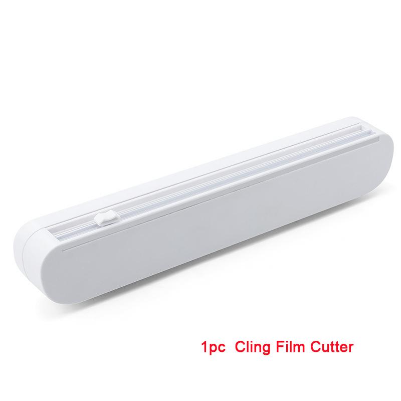 Plastic Wrap Dispenser with Slide Cutter Reusable Food Wrap Cutter Household Cling Film Cutter Refillable Cling Film Dispenser