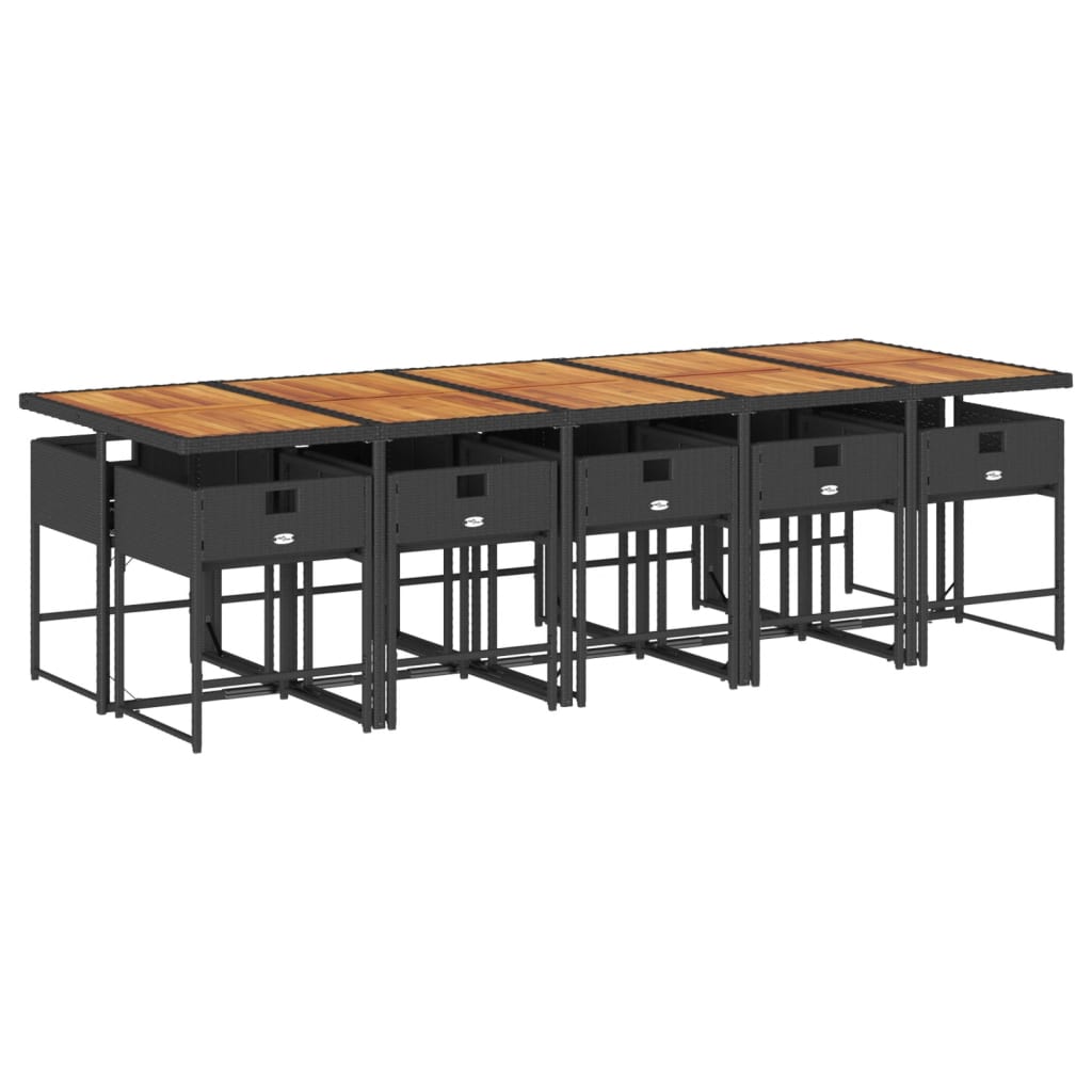 Vidaxl 11-Cz. Gartenmöbel-Set, Mit Kissen, Schwarzes PE-Rattan