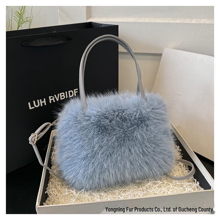 2026 Faux Fox Fur Crossbody Belt Bag - Plush Winter Tote for Girls