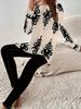 Women's clothing European and American casual ethnic printing pullover round neck large size long-sleeved women's T-shirt set WA11 + WC1