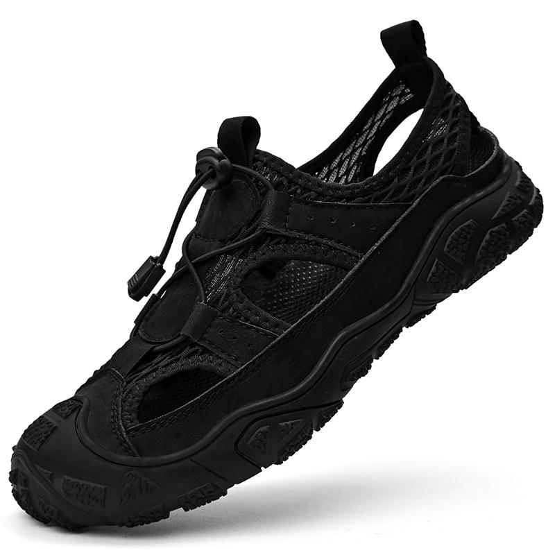 

2024 Мужские кожаные сандалии Удобная повседневная обувь для отдыха на природе Летние пляжные повседневные прогулочные мужские кроссовки Мужские пляжные повседневные сандалии 46