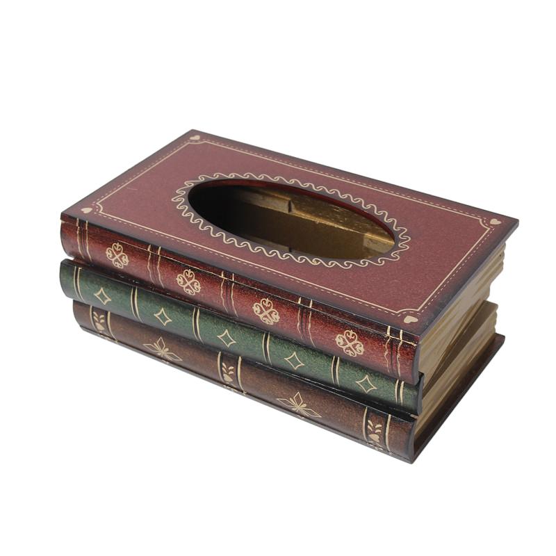 Creative American Retro Wooden Tissue Box European Simulation Art Book Napkin Box Home Decor Room Kitchen Napkin Storage Case