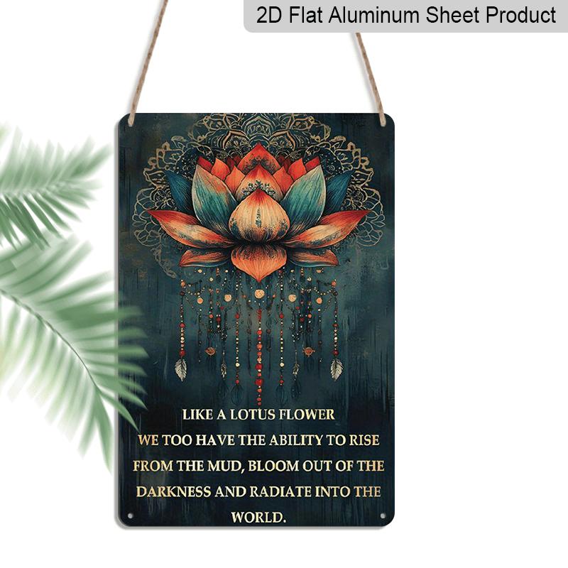 

2D Flat, Vintage-Inspired for Lotus Flower Metal Sign - 8x12 Inch, Aluminium Wall Art for Home, Office, Cafe, or Garden Decor, Metal Wall Art Decor 20*30cm