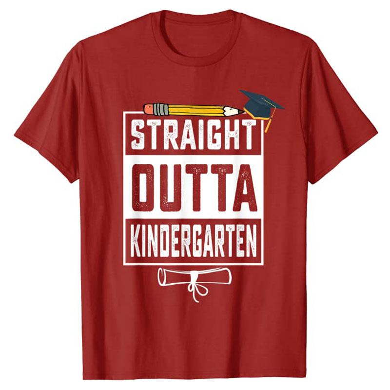 Straight Outta Kindergarten Pencil Class of 2026 Graduation TShirt for Boys Girls Students Schoolwear Clothing Graphic Tee Tops