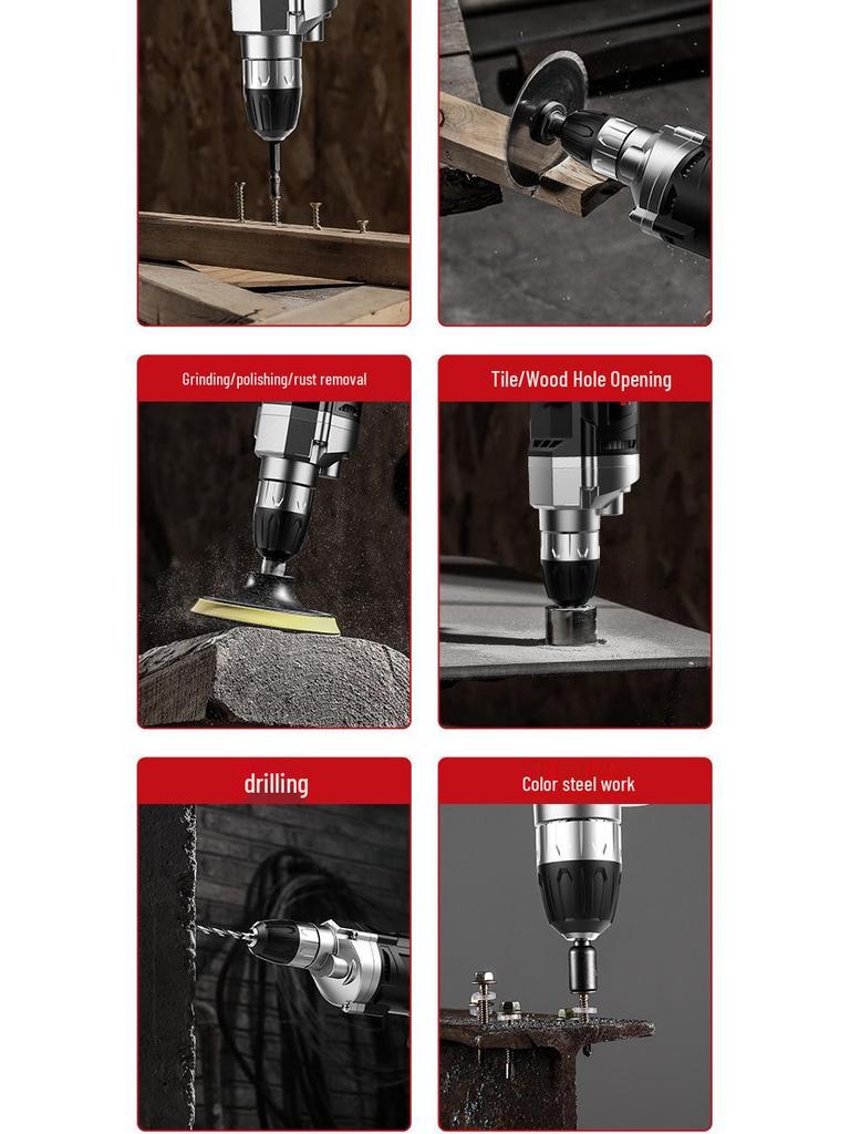 Multifunktionale kabelgebundene Elektrobohrmaschine mit hoher Leistung für den Haushaltsgebrauch, 220V Pistolenbohrmaschine zum Bohren von Wänden und Löchern