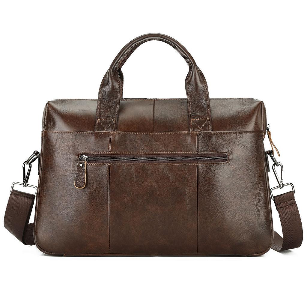 2026 Men Top Grain Leather Handbag, Business Laptop Briefcase, Genuine Leather Men Business Hand Carry Bag