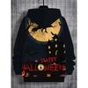 Boy Halloween Hoodie - Ghost Castle, Bat and Full Moon Pattern - "Happy Halloween" Text Halloween Gift