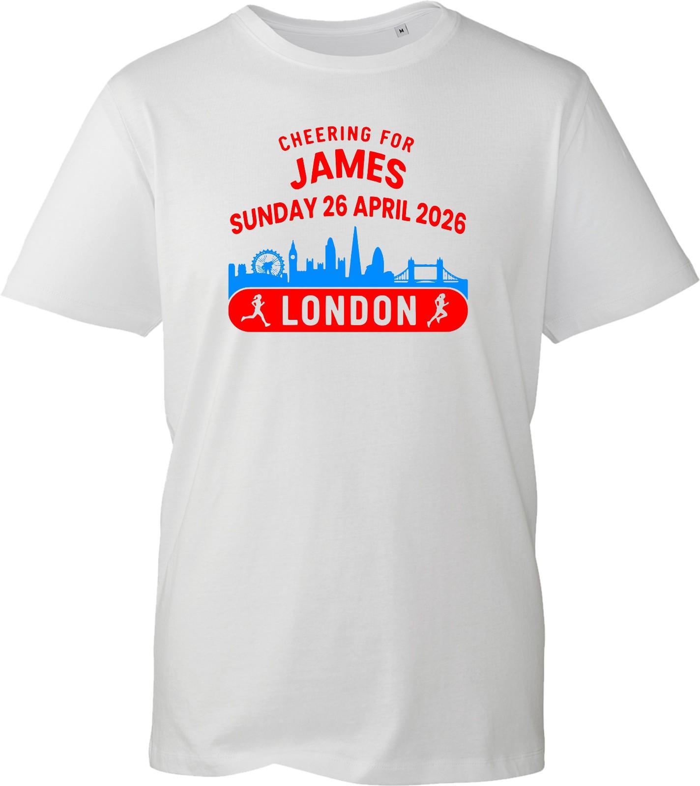 London Marathon 2026 Support T-Shirt James Running Spectator Graphic Tee Black XXL