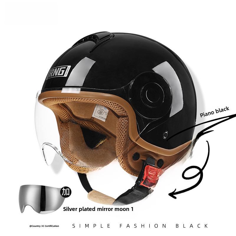 RNG 3C-Certified Retro 3/4 Motorcycle Helmet for Men & Women