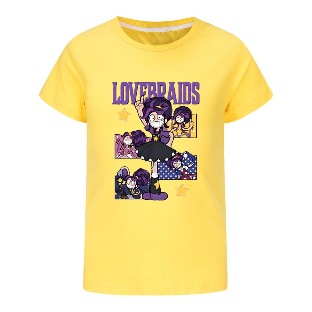 

5601 Kids Girls Lily Lovebraids Anime Printed Casual Short Sleeves T-Shirt 100cm жёлтый