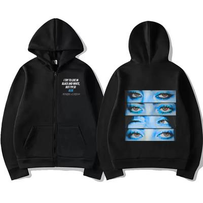 Blå Øyne Traff Meg Hardt og Mykt Glidelås Hettegenser Jakke Menn Kvinner vintage Oversized Streetwear Unisex Fleece Glidelås Jakke