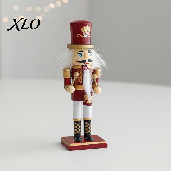 Festival Party Ornament Wooden Nutcracker Soldier Figurine, Handcrafted Solid Wood Christmas Tabletop Holiday Gift for Desk And Bookshelf Decor,