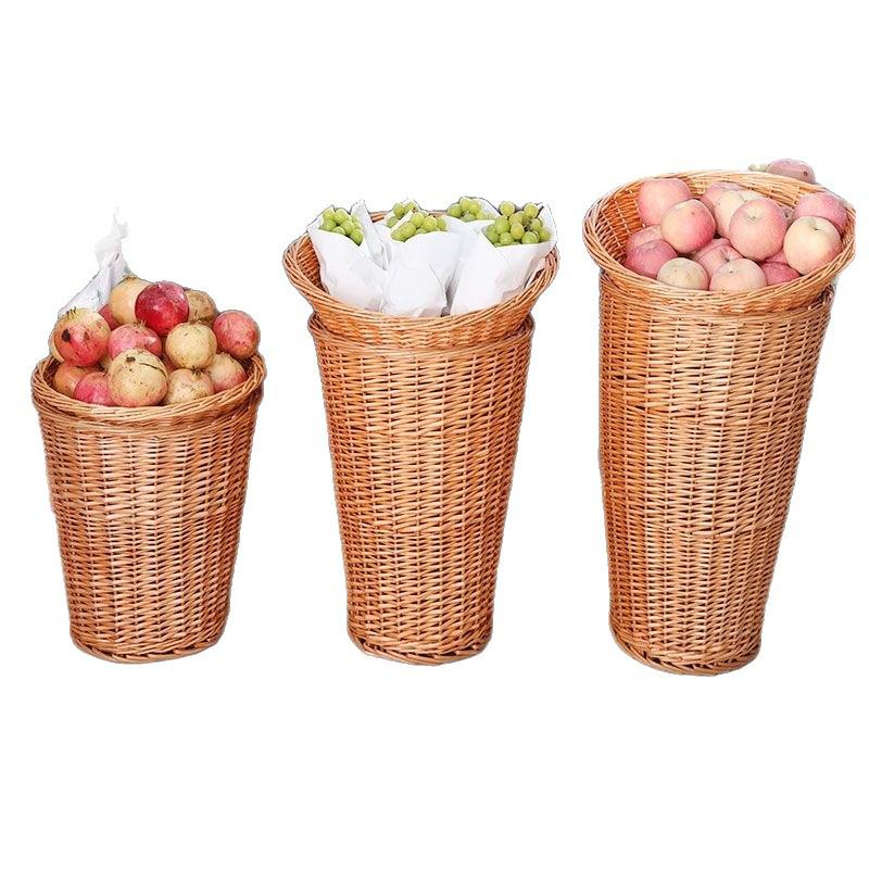 Wicker Basket Display for Fruits & Vegetables - Perfect for Supermarkets