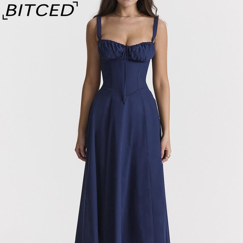 BITCED Women's Dress: Elegant Floral Print Split-Hem Fashionable Resort Strapless Dress