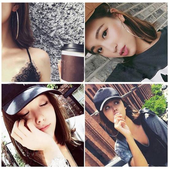 Women Big Circle Charm Statement Hoop Earrings Evening Party Jewelry