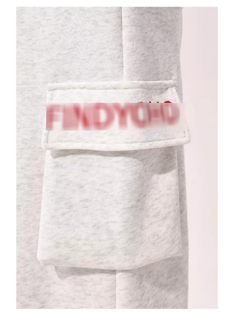 Women's Wide-Leg Cargo Jazz Sweatpants with Pockets - White & Gray, Autumn 2025