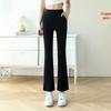 **Women's High Waist Black Micro Flare Pants - Slimming, Petite, Elastic, Stretch, Summer Style for the Middle East**
