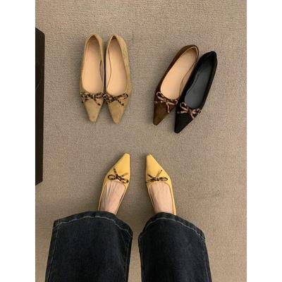 Französische flache spitze schwarze Einzel-Schuhe Damenschuhe Frühling und Herbst 2025 neu Sommer Schleife Retro Pendler Damenschuhe