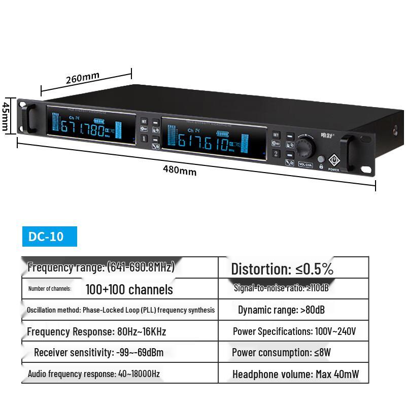 Système de microphone sans fil Weishu DC-10 Professionnel Bande U (Version CN)