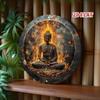 Vintage Buddha Metal Sign Round 7.87 Inch Flame Art Meditation Decor For Home Cafe Garage Aluminum Tin Plate
